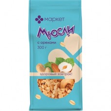 Мюсли Ореховые запечённые Маркет, 300г в магазинах Перекресток