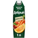 Нектар Добрый Мульти микс яблоко-апельсин-персик обогащённый провитамином А, 1л