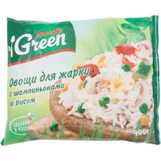 Смесь овощная Морозко Green Овощи для жарки с шампиньонами и рисом быстрозамороженная, 400г в магазинах Перекресток