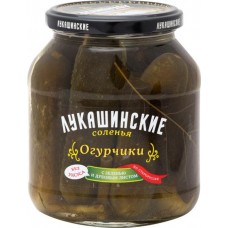 Огурчики Лукашинские По-старорусски с зеленью и дубовым листом, 670г в магазинах Перекресток