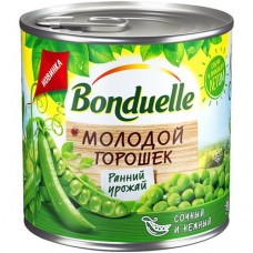 Горошек Bonduelle зелёный молодой, 400г в магазинах Перекресток