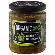 Закуска овощная Rudolfs Organic шпинат с петрушкой, 235г в магазинах Перекресток