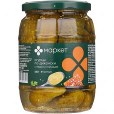 Огурцы По-Дижонски с мёдом и горчицей целые маринованные Маркет Перекрёсток, 680г в магазинах Перекресток