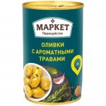 Оливки зелёные с ароматными травами Маркет Перекрёсток, 300г