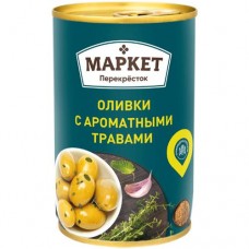 Оливки зелёные с ароматными травами Маркет Перекрёсток, 300г в магазинах Перекресток