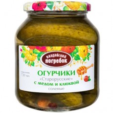 Огурцы Валдайский Погребок старорусские с мёдом и клюквой солёные, 680г в магазинах Перекресток