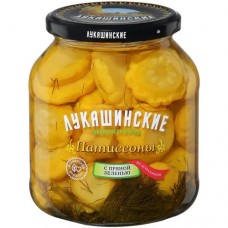 Патиссоны Лукашинские консервированные по-астрахански с пряной зеленью, 670г в магазинах Перекресток