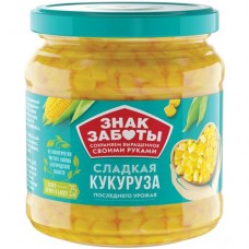 Кукуруза Знак Заботы сахарная в зернах высший сорт, 450г в магазинах Перекресток