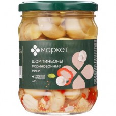 Шампиньоны маринованные мини с паприкой и специями Маркет, 480г в магазинах Перекресток