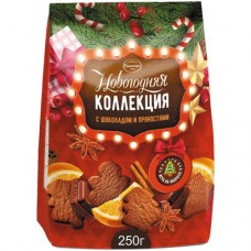 Печенье Брянконфи Новогодняя коллекция с шоколадом и пряностями сдобное, 250г в магазинах Перекресток