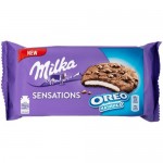 Печенье Milka Sensations Oreo с какао кусочками молочного шоколада и начинкой Oreo с ванильным вкусом, 156г