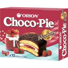Пирожное Orion Choco Pie Raspberry бисквитное в шоколаде с малиной, 360г в магазинах Перекресток