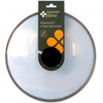 Крышка стеклянная 28см с металлическим ободом и ручкой из полипропилена Маркет Home