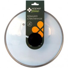 Крышка стеклянная 26см с металлическим ободом и ручкой из полипропилена Маркет Home в магазинах Перекресток