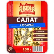 Салат ВРК с мидией из морской капусты в майонезной заливке, 150г в магазинах Перекресток
