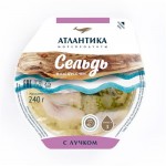 Сельдь Атлантика филе-кусочки в масле с луком, 240г
