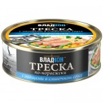 Треска Владкон атлантическая с овощами в сливочном соусе по-норвежски филе-кусочки, 240г