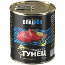 Тушенка Владкон из тунца желтоперого премиум, 338г в магазинах Перекресток