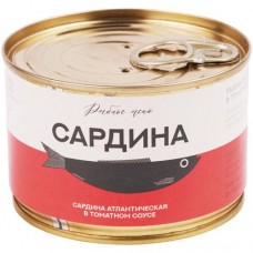 Сардина Рыбное Меню атлантическая в томатном соусе, 250г в магазинах Перекресток