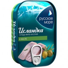 Сельдь Русское Море Исландка филе-кусочки в масле, 115г в магазинах Перекресток
