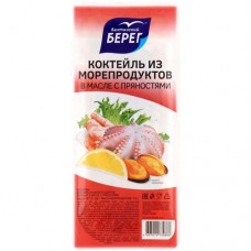 Коктейль из морепродуктов Балтийский Берег варёный в масле с пряностями, 200г в магазинах Перекресток