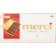 Шоколад тёмный Merci с марципаном, 112г в магазинах Перекресток