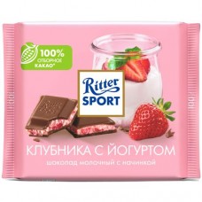 Шоколад молочный Ritter Sport с клубнично-йогуртовой начинкой и кусочками клубники, 100г в магазинах Перекресток