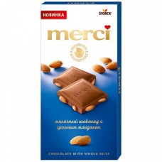 Шоколад молочный Merci с цельным миндалём, 100г в магазинах Перекресток