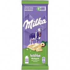 Шоколад молочный Milka Bubbles белый пористый c фундуком, 79г в магазинах Перекресток