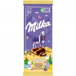 Шоколад молочный Milka Bubbles пористый с бананово-йогуртовой начинкой, 92г