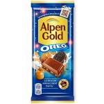 Шоколад молочный Alpen Gold Орео со вкусом арахисовой пасты и кусочками печенья, 90г