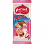 Шоколад молочный Россия - Щедрая Душа! Maxibon с клубникой и печеньем, 80г