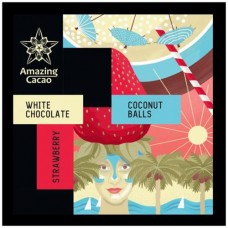 Шоколад белый Amazing Cacao клубничный с кокосовыми шариками, 60г в магазинах Перекресток