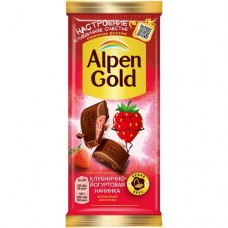 Шоколад Alpen Gold молочный с клубнично-йогуртовой начинкой, 80г в магазинах Перекресток
