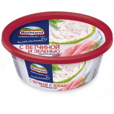 Сыр творожный Hochland с ветчиной и зеленью 60%, 140г в магазинах Перекресток