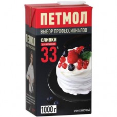 Сливки Петмол для взбивания ультрапастеризованные 33%, 1л в магазинах Перекресток