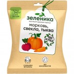 Здоровый овощной перекус Зеленика морковь-свёкла-тыква сушёные, 30г Здоровый овощной перекус Зеленика морковь-свёкла-тыква сушёные, 30г