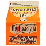Сметана Вологжанка мини 18%, 240г