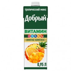 Напиток сокосодержащий Добрый Тропический микс обогащённый витаминами для детей, 950мл в магазинах Перекресток