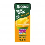 Сок Добрый из яблок и груш обогащённый витаминным комплексом Active kid, 200мл Сок Добрый из яблок и груш обогащённый витаминным комплексом Active kid, 200мл