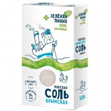 Соль Крымская Морская пищевая натуральная высший сорт Зелёная Линия, 500г в магазинах Перекресток