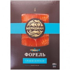 Форель радужная Меридиан филе-ломтики слабосолёная, 120г в магазинах Перекресток