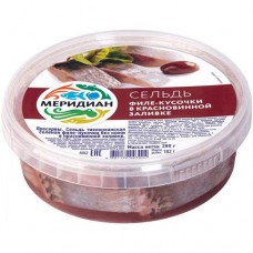 Сельдь филе-кусочки в красной-винной заливке, 280г в магазинах Перекресток