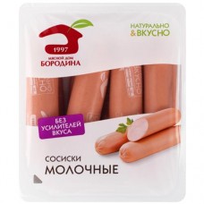 Сосиски МД Бородина молочные 1 сорт, 470г в магазинах Перекресток