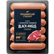 Сосиски Владимирский Состав с мраморной говядиной Black Angus вареные категории Б, 450г в магазинах Перекресток