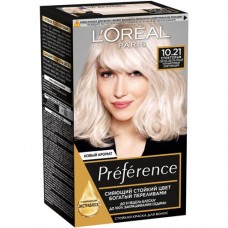 Краска для волос L'Oreal Paris Recital Preference Стокгольм светло-русый перламутровый осветляющий 10.21, 174мл в магазинах Перекресток