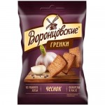 Сухарики-гренки Воронцовские ржаные со вкусом чеснока, 60г