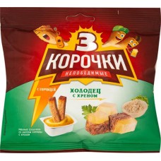 Сухарики Три корочки ржаные со вкусом холодец с хреном, 60г + горчичный соус, 25мл в магазинах Перекресток