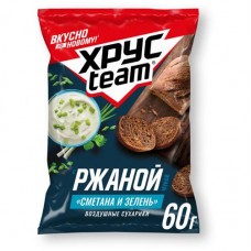 Сухарики Хрусteam воздушные с ржаной мукой Сметана и Зелень, 60г в магазинах Перекресток