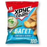 Сухарики Хрусteam Багет со вкусом сметаны и зелени, 100г